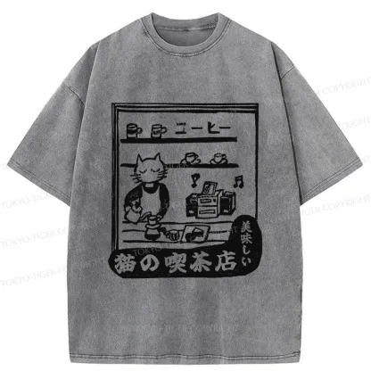Tokyo-Tiger Cat's Teahouse Washed T-Shirt