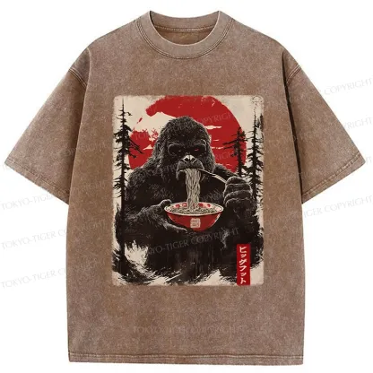 Tokyo-Tiger Ramen Lover Bigfoot Washed T-Shirt