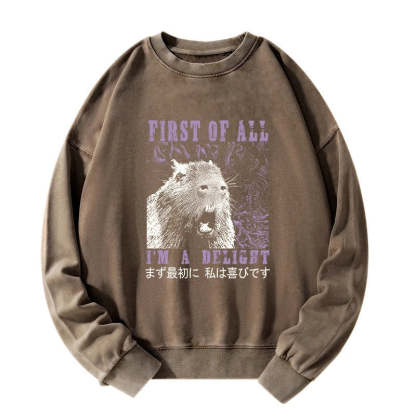 Tokyo-Tiger First Of All I'm A Delight Washed Sweatshirt
