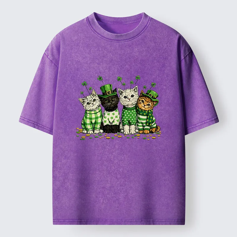 Tokyo-Tiger Green Lucky Kitten Washed T-Shirt