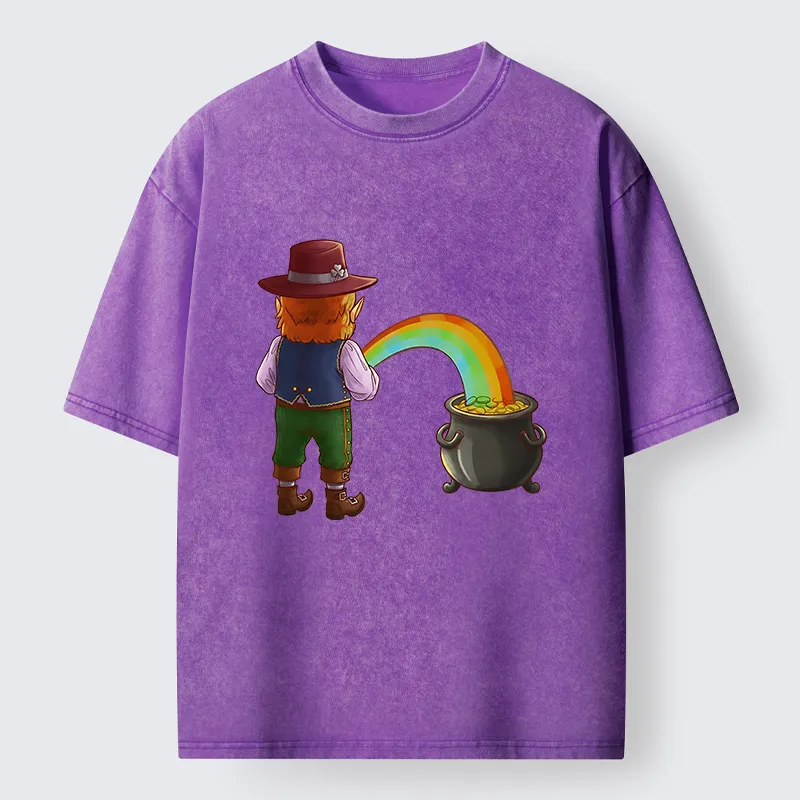 Tokyo-Tiger St Patrick's Day Rainbow Funny Washed T-Shirt