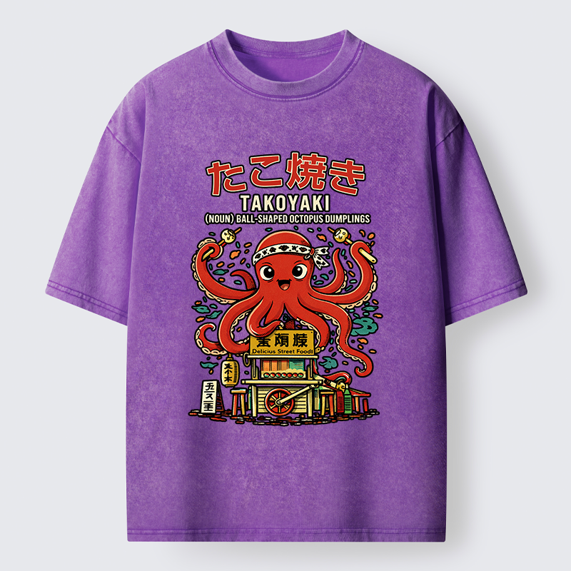 Tokyo-Tiger Japanese Takoyaki Shop Octopus Washed T-Shirt