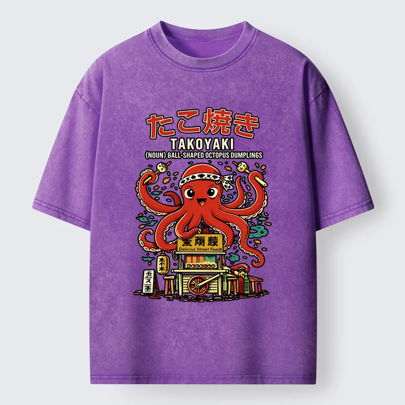 Tokyo-Tiger Japanese Takoyaki Shop Octopus Washed T-Shirt