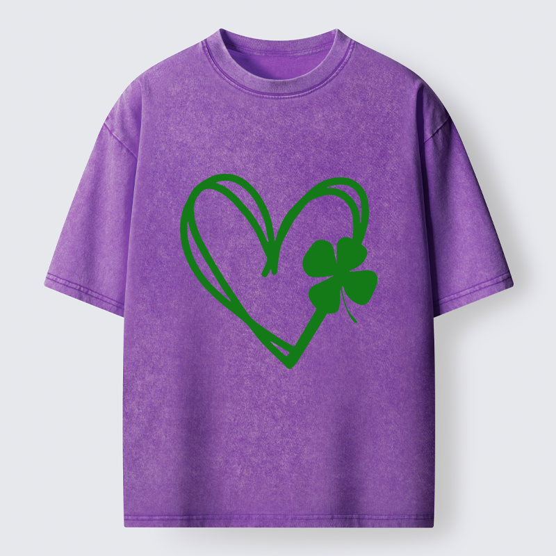 Tokyo-Tiger Heart And Clover Washed T-Shirt