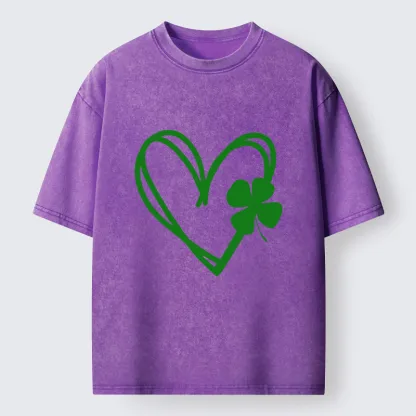 Tokyo-Tiger Heart And Clover Washed T-Shirt