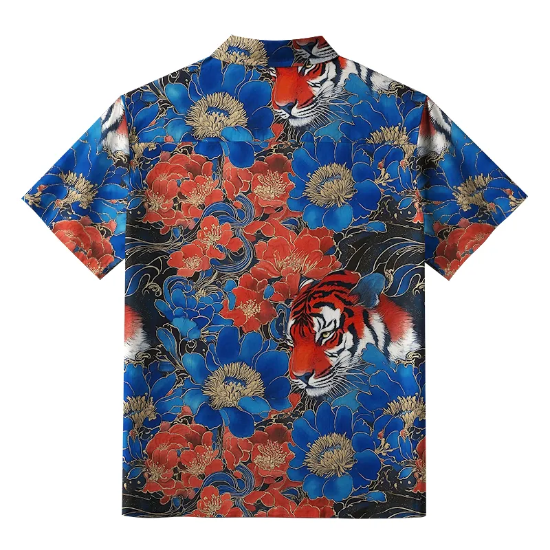Tokyo-Tiger Tiger Among Flowers Button-up Shirt