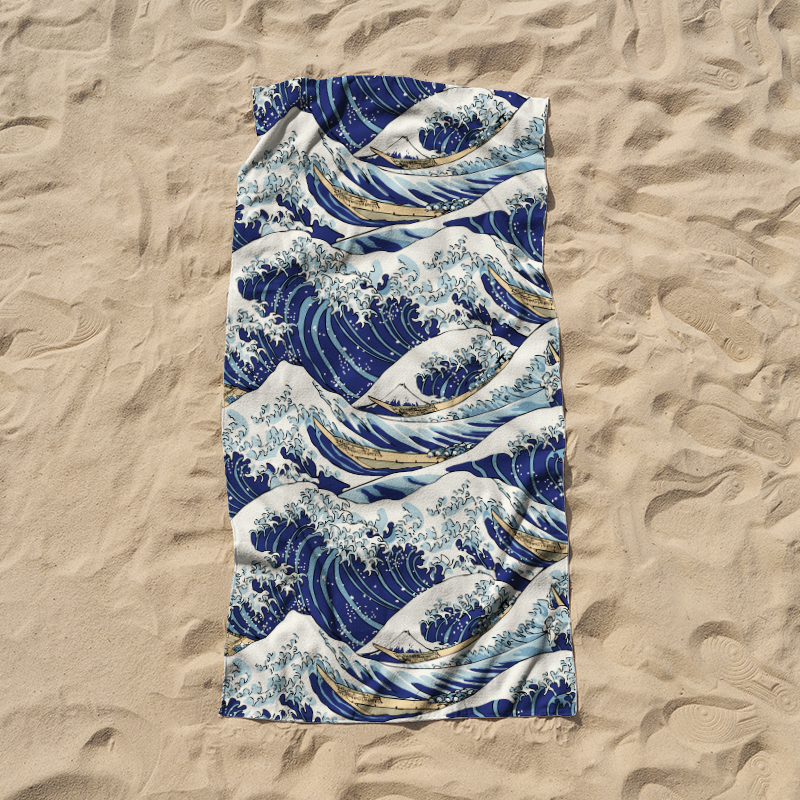 Tokyo-Tiger Japanese Great Wave Beach Towel