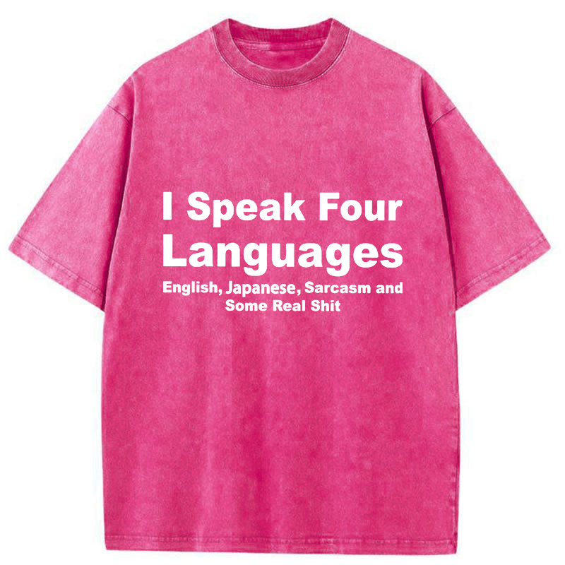 Tokyo-Tiger Speak Four Languages Washed T-Shirt
