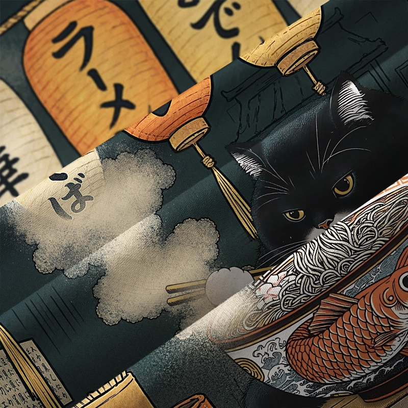 Tokyo-Tiger Fat Cat Eating Ramen Aloha Hawaiian Shirt