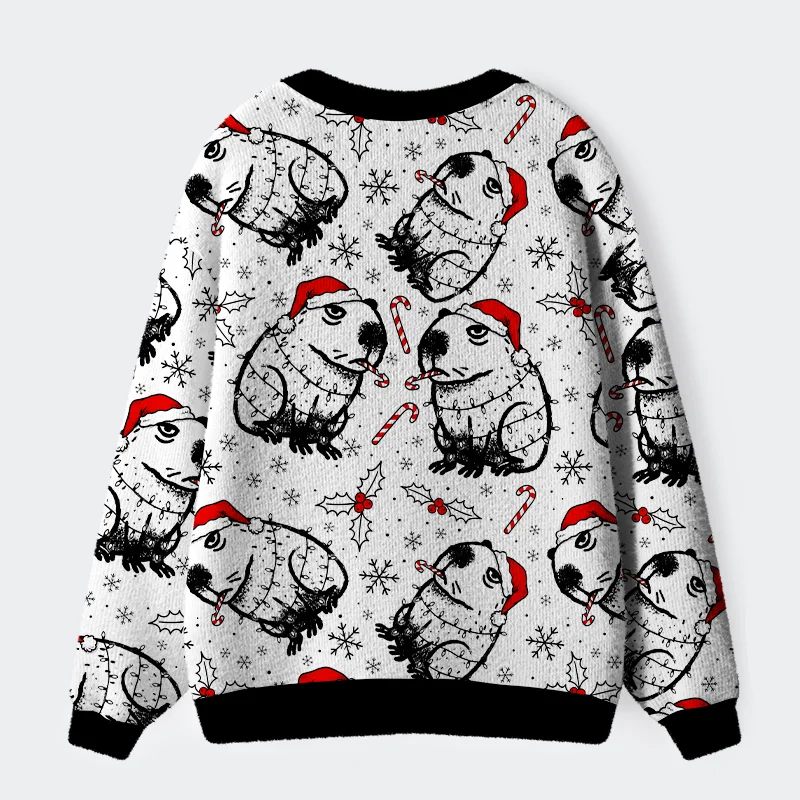 Tokyo-Tiger Christmas Capybara Ugly Cardigan Sweater