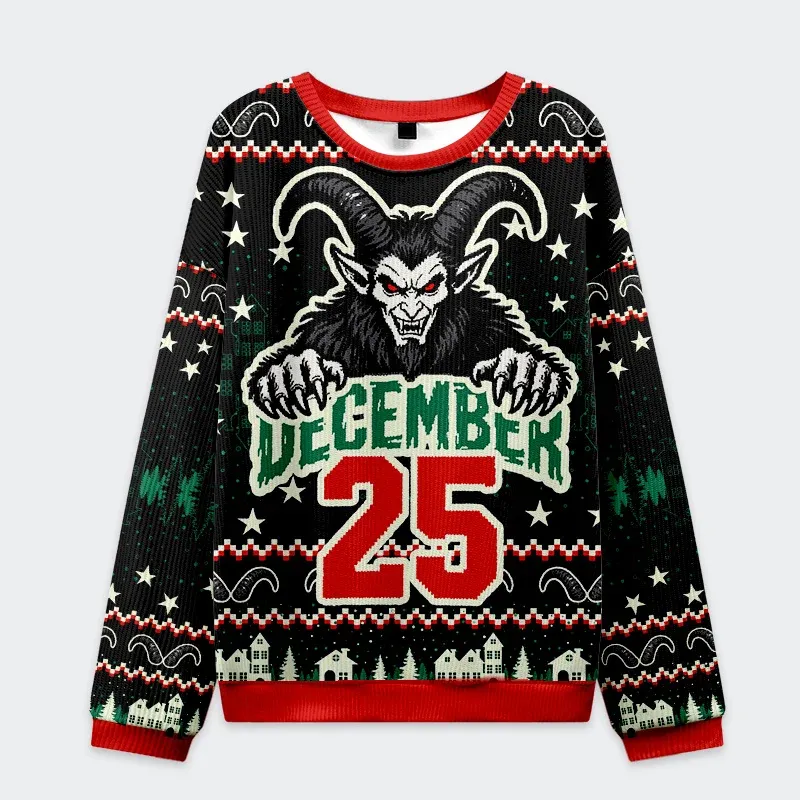 Tokyo-Tiger Terrifying Krampus Danger Christmas Ugly Sweatshirt