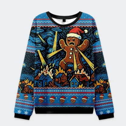Tokyo-Tiger Gingerbread Man Causes Disruption Christmas Ugly Sweatshirt
