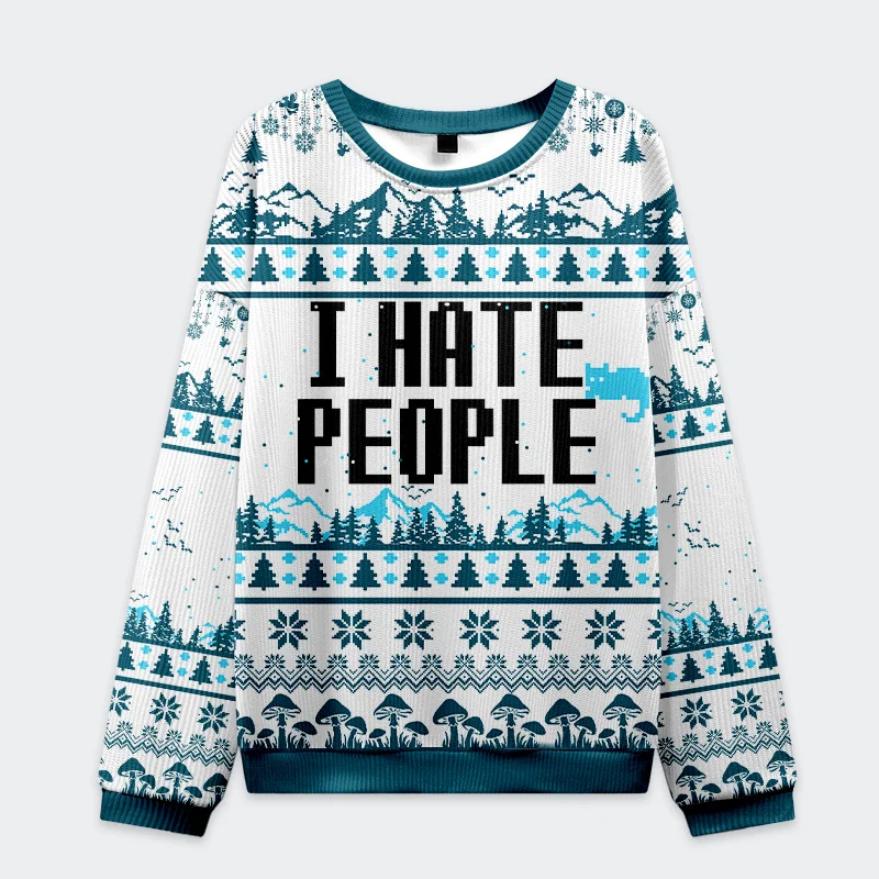 Tokyo-Tiger Cat Hate People Funny Christmas Ugly Sweatshirt