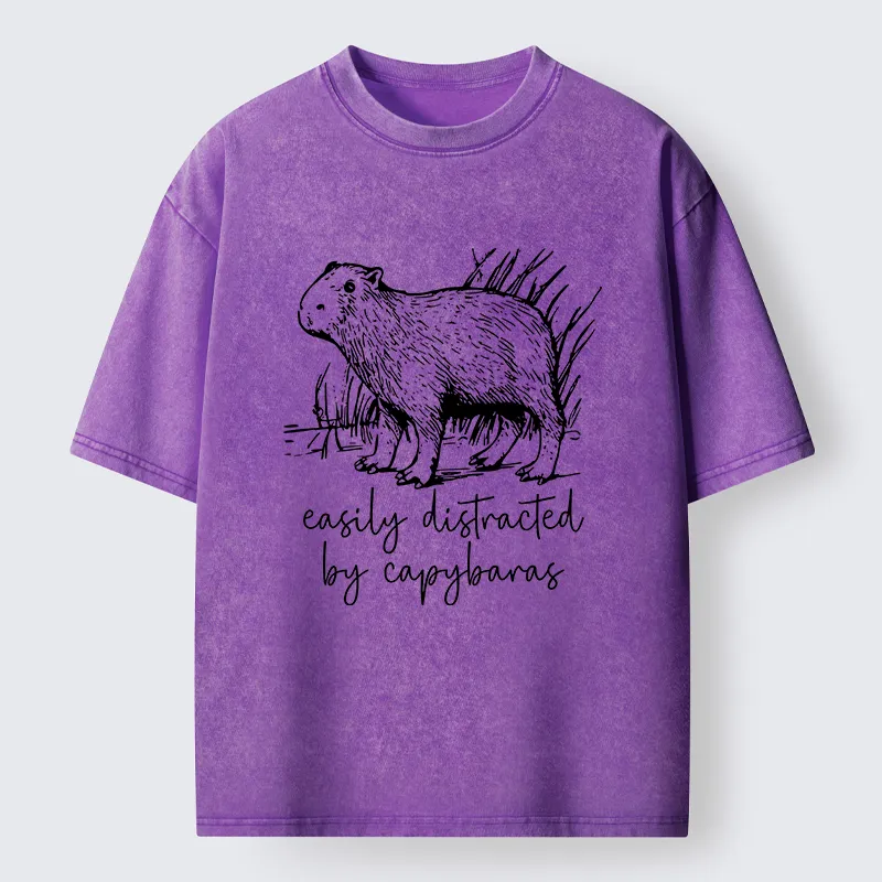 Tokyo-Tiger Capybara Lovers Funny Washed T-Shirt