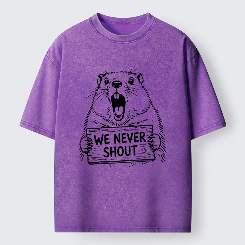 Tokyo-Tiger Shouting Groundhog Meme Washed T-Shirt