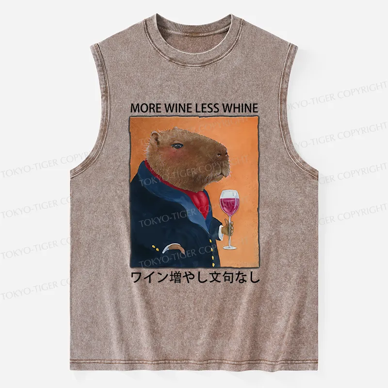Tokyo-Tiger Capybara More Wine Less Whine Washed Tank