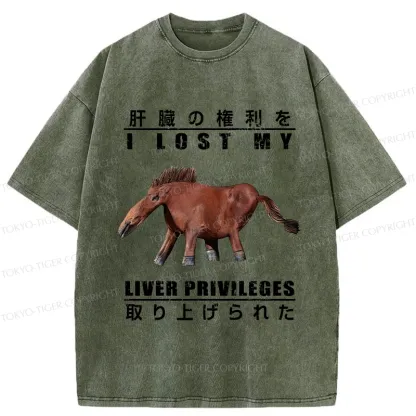 Tokyo-Tiger I Lost My Liver Privileges Washed T-Shirt