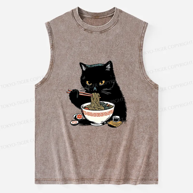 Tokyo-Tiger Cat Eating Favorite Ramen Washed Tank