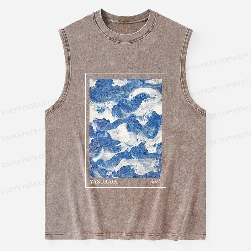 Tokyo-Tiger Japanese Retro Art Wave Washed Tank