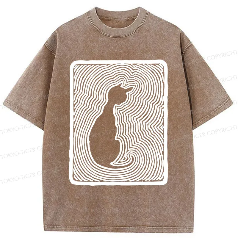 Tokyo-Tiger Woodcut Kitten Washed T-Shirt