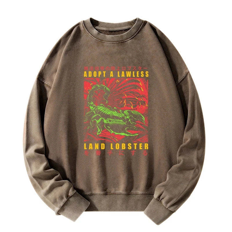Tokyo-Tiger Adopting A Land Lobster Japanese Washed Sweatshirt