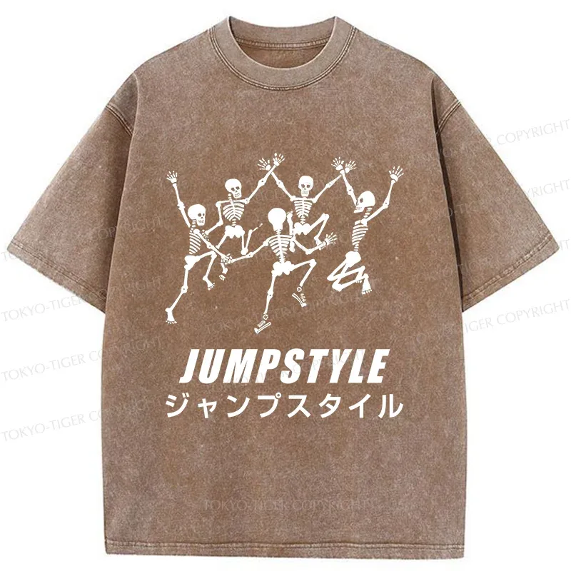 Tokyo-Tiger Skeleton Dancing Washed T-Shirt