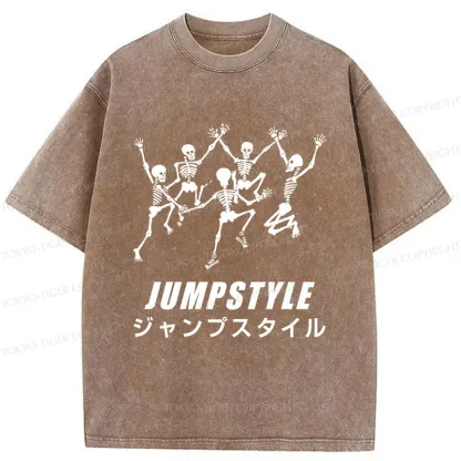 Tokyo-Tiger Skeleton Dancing Washed T-Shirt