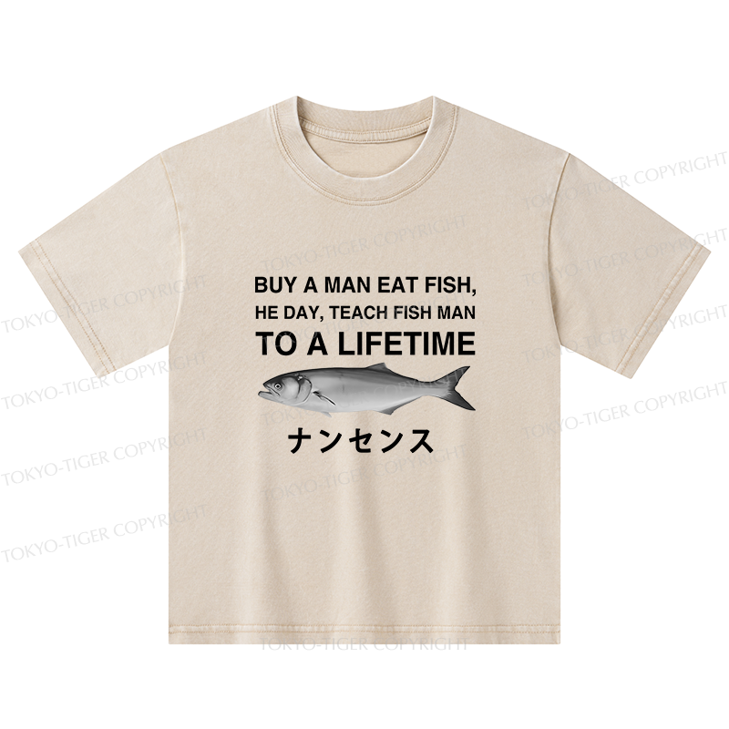 Tokyo-Tiger Funny To A Lifetime Kids Washed T-Shirt