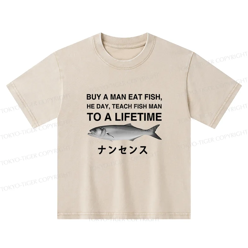 Tokyo-Tiger Funny To A Lifetime Kids Washed T-Shirt