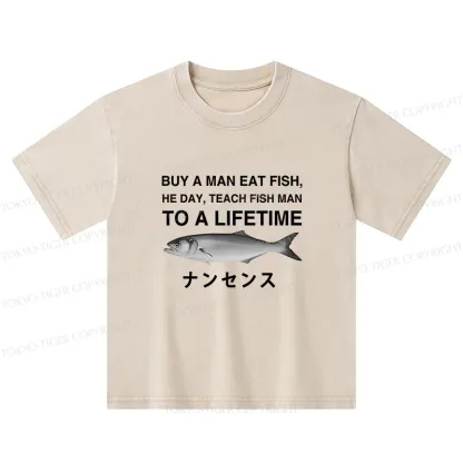 Tokyo-Tiger Funny To A Lifetime Kids Washed T-Shirt