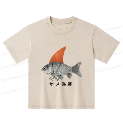 Tokyo-Tiger Fish Disguise Kids Washed T-Shirt