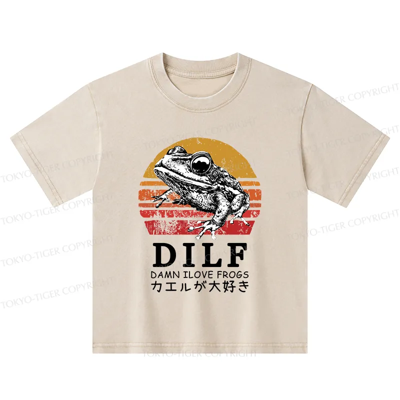 Tokyo-Tiger Funny Frog Lover Kids Washed T-Shirt