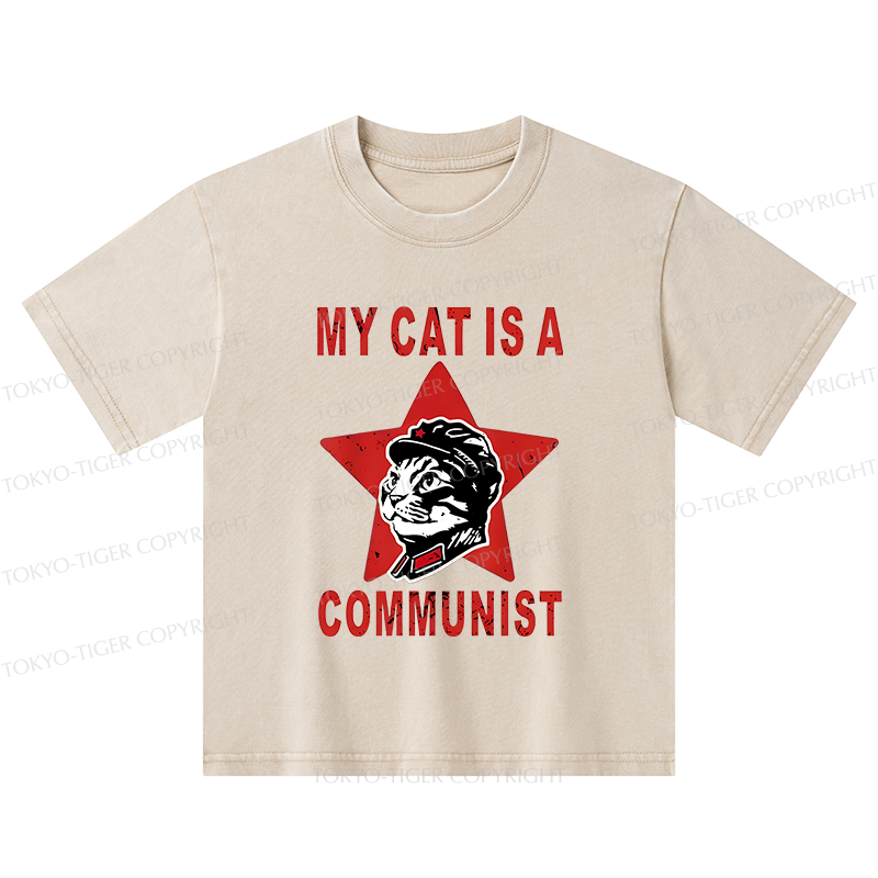 Tokyo-Tiger Funny Cat-ism Kids Washed T-Shirt