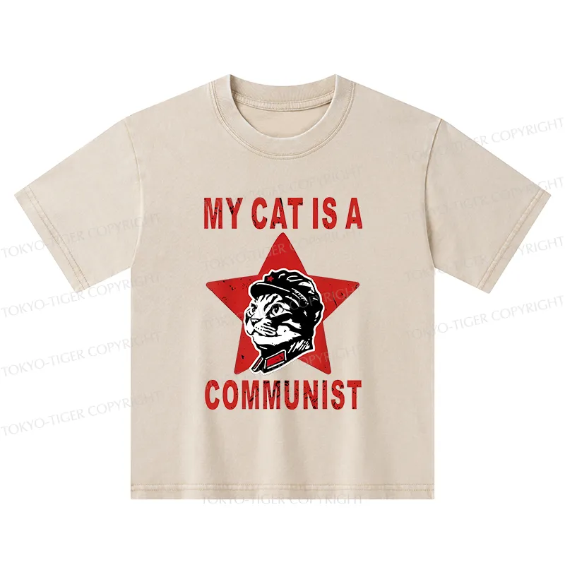 Tokyo-Tiger Funny Cat-ism Kids Washed T-Shirt