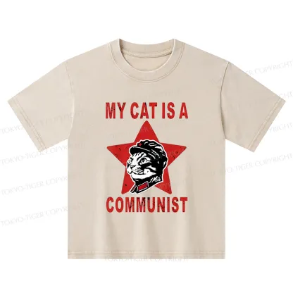 Tokyo-Tiger Funny Cat-ism Kids Washed T-Shirt