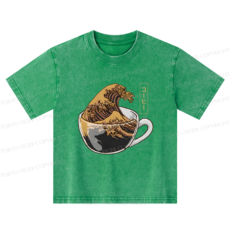 Tokyo-Tiger Coffee Wave Kids Washed T-Shirt