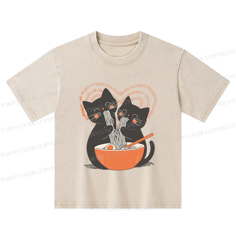 Tokyo-Tiger Let's Eat Ramen Together Kids Washed T-Shirt