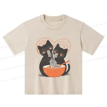 Tokyo-Tiger Let's Eat Ramen Together Kids Washed T-Shirt