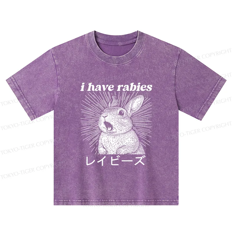Tokyo-Tiger Funny Rabbit Kids Washed T-Shirt