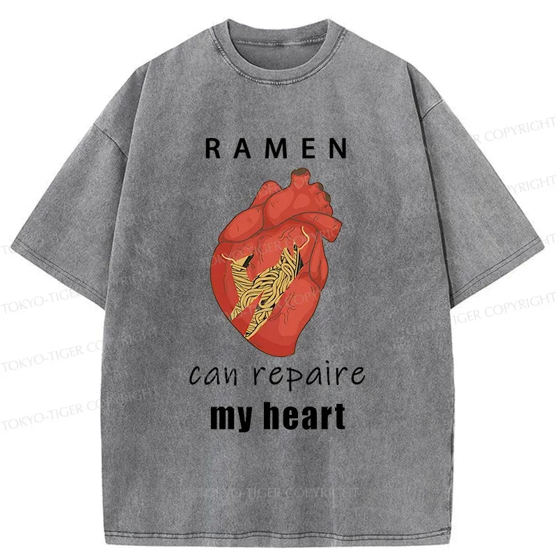Tokyo-Tiger Ramen Mend My Heart Washed T-Shirt