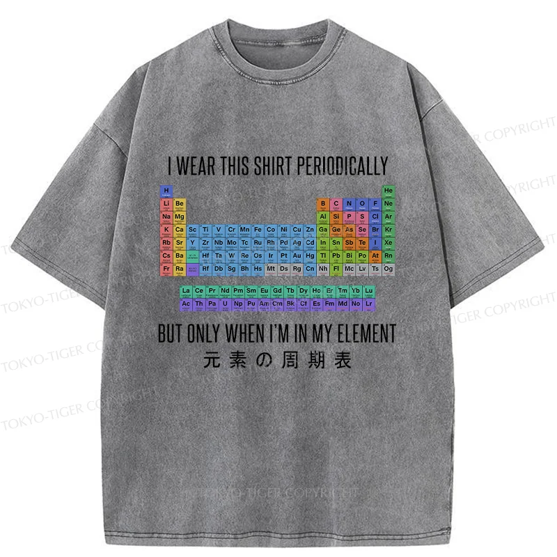 Tokyo-Tiger Interesting Periodic Table Washed T-Shirt
