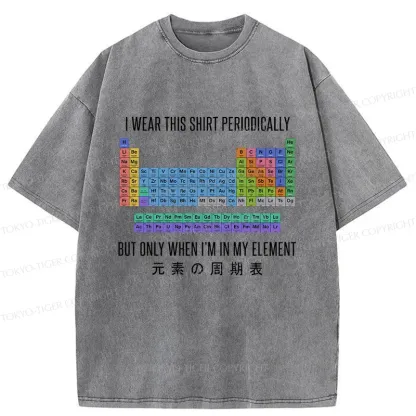 Tokyo-Tiger Interesting Periodic Table Washed T-Shirt