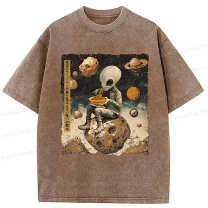 Tokyo-Tiger Ramen Delivery To An Alien Planet Washed T-Shirt