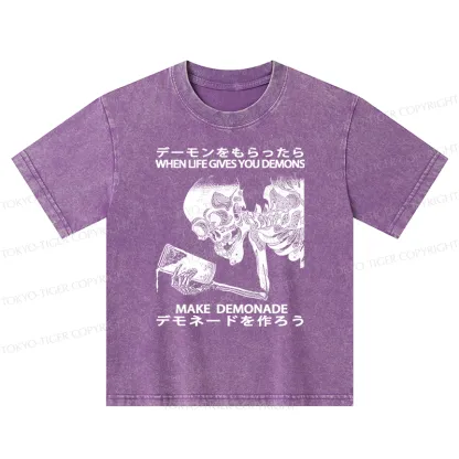 Tokyo-Tiger Make Demonade Funny Kids Washed T-Shirt