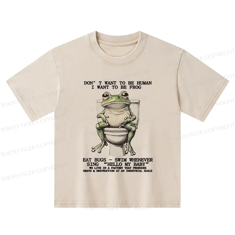 Tokyo-Tiger I Just Want To Be A Frog Kids Washed T-Shirt