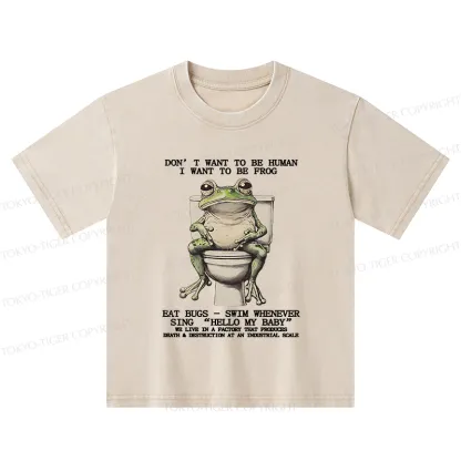 Tokyo-Tiger I Just Want To Be A Frog Kids Washed T-Shirt