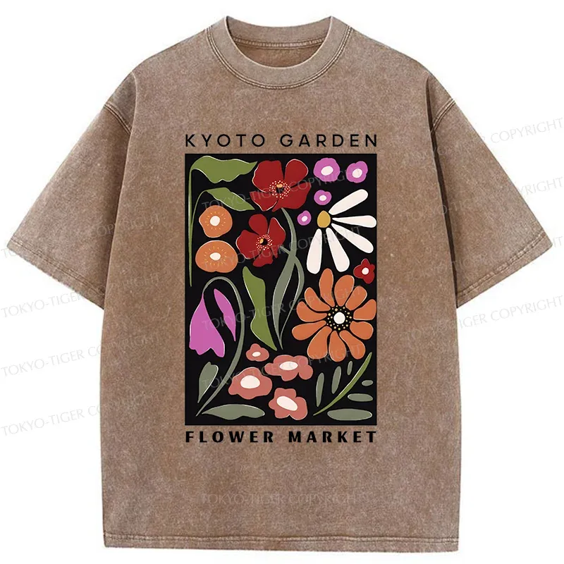 Tokyo-Tiger Vintage Flower Market Washed T-Shirt
