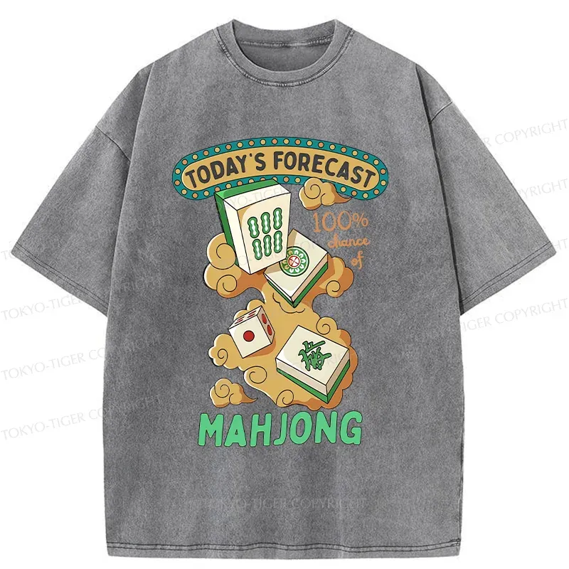 Tokyo-Tiger Fun Mahjong Washed T-Shirt