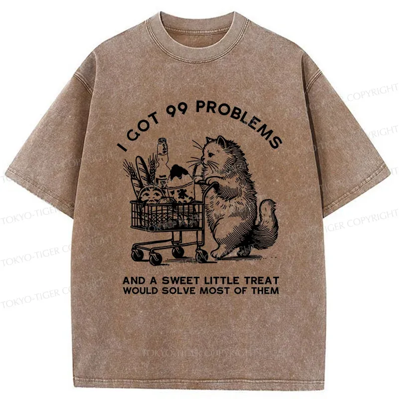 Tokyo-Tiger Cat In Need Of A Snack Washed T-Shirt