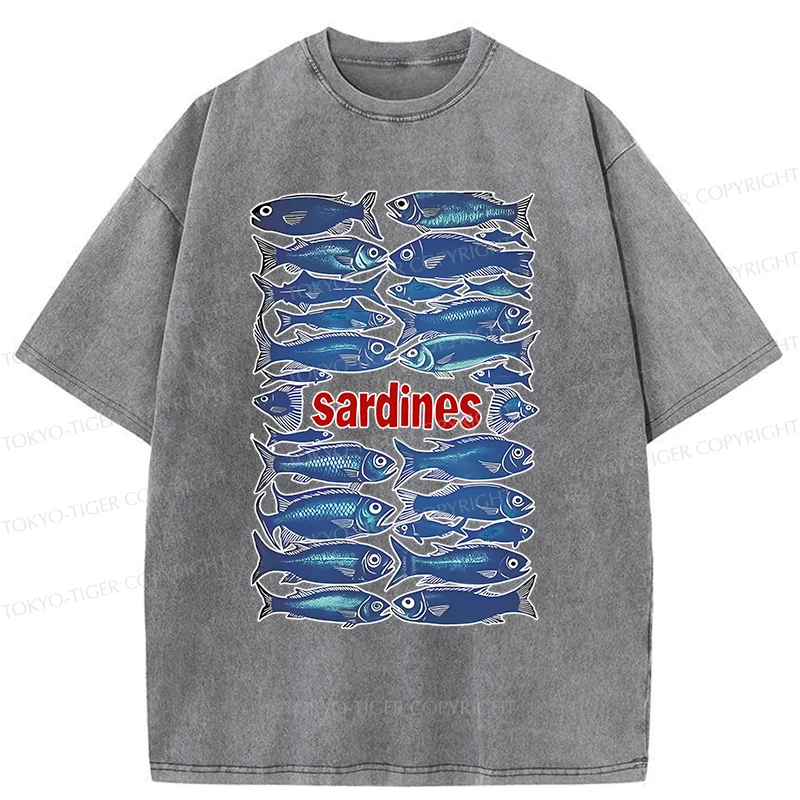 Tokyo-Tiger Japan Sardines Washed T-Shirt
